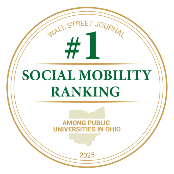 branded badge with text wall street journal #1 social mobility ranking among public universities in ohio 2025
