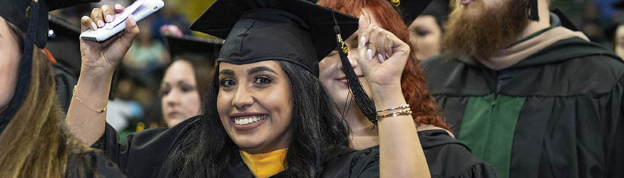 Woman celebrating graduation