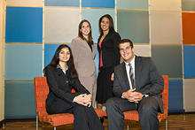 photo of four business students honored for demonstrating exceptional leadership