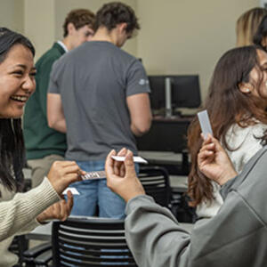 photo of students doing an activity in class